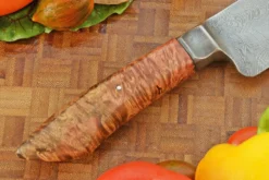 Feather Damascus Chef's Knife With Maple Burl (8-1/4 In.) -Optimal Knives Store 108325 5 x