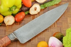 Feather Damascus Chef's Knife With Maple Burl (8-1/4 In.) -Optimal Knives Store 108325 6 x