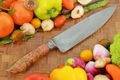 Feather Damascus Chef's Knife With Maple Burl (8-1/4 In.) -Optimal Knives Store 108325 7 x