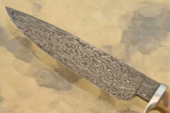 Damascus Field Knife With Sheep Horn 10 Damascus Field Knife With Sheep Horn -Optimal Knives Store 108326 3 x
