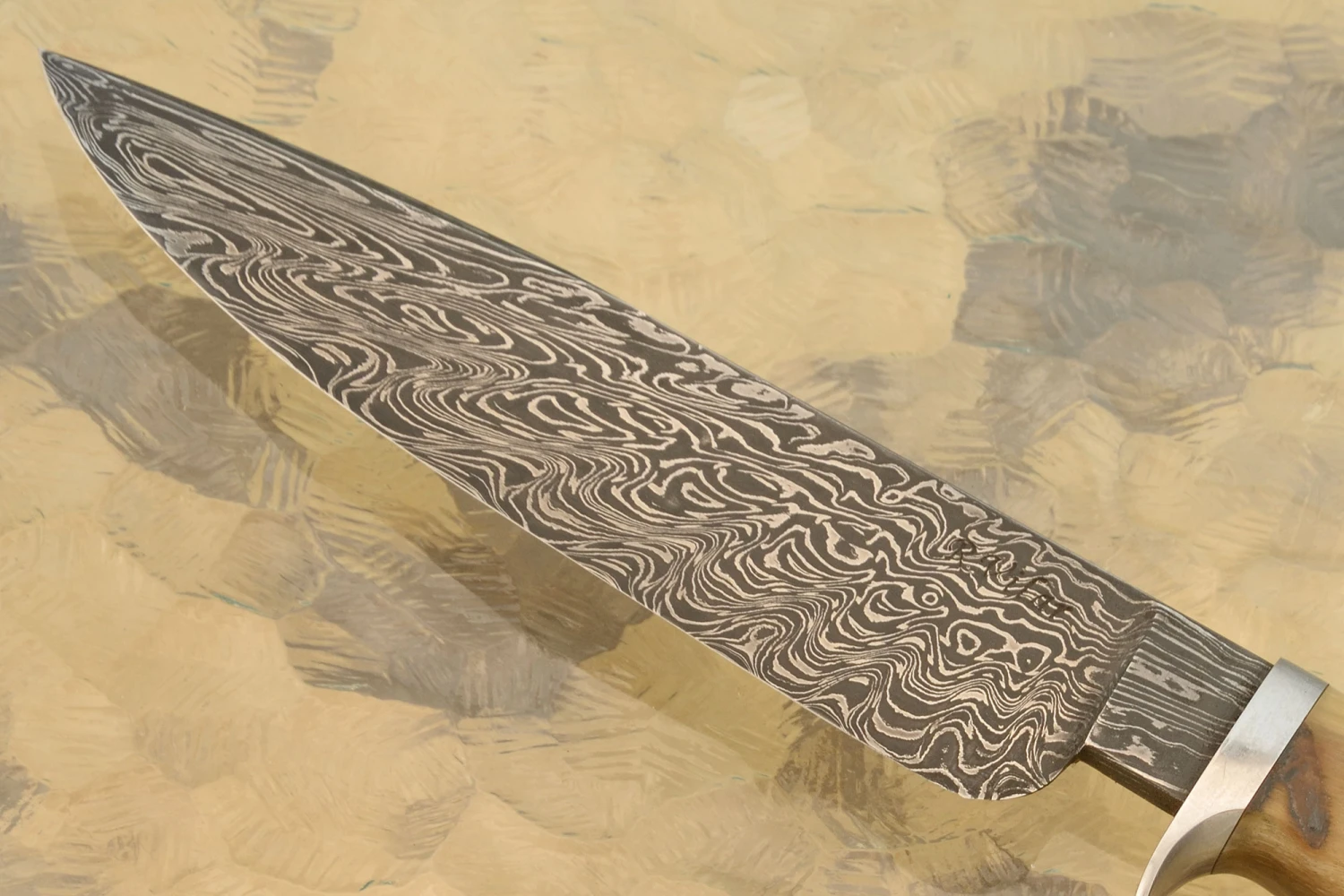 Damascus Field Knife With Sheep Horn 3 Damascus Field Knife With Sheep Horn - Image 3