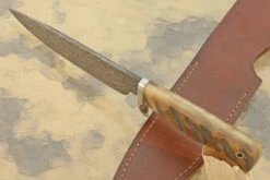 Damascus Field Knife With Sheep Horn 12 Damascus Field Knife With Sheep Horn -Optimal Knives Store 108326 5 x