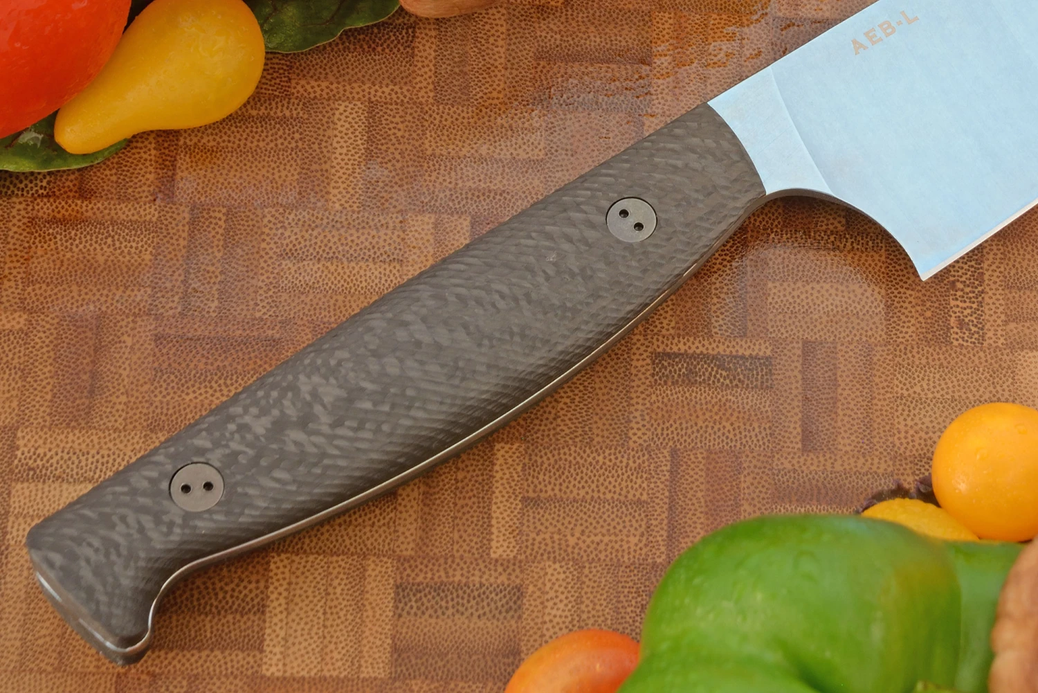 Chef's Knife With Microtextured Carbon Fiber (7-3/4 In.) - Blue PVD AEB-L 4 Chef's Knife With Microtextured Carbon Fiber (7-3/4 In.) - Blue PVD AEB-L - Image 4