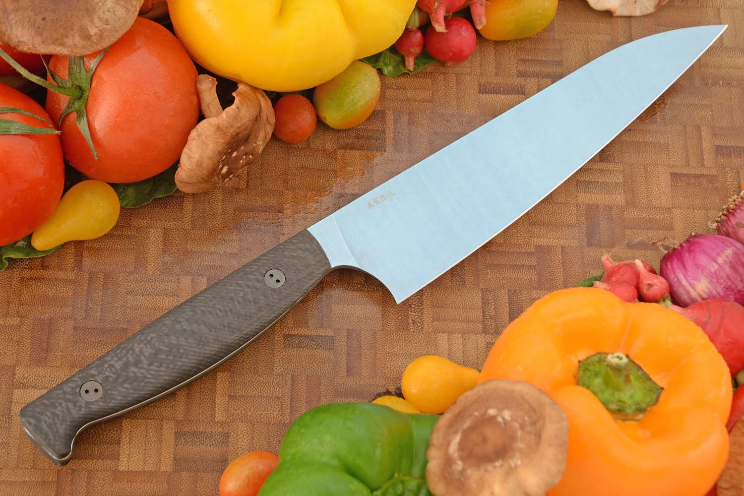 Chef's Knife With Microtextured Carbon Fiber (7-3/4 In.) - Blue PVD AEB-L 5 Chef's Knife With Microtextured Carbon Fiber (7-3/4 In.) - Blue PVD AEB-L - Image 5
