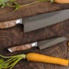 Two Knife Gift Set - Chef Knife (8 In.) And Parer (4 In.) With Bigleaf Maple Burl - 52100 Carbon Steel