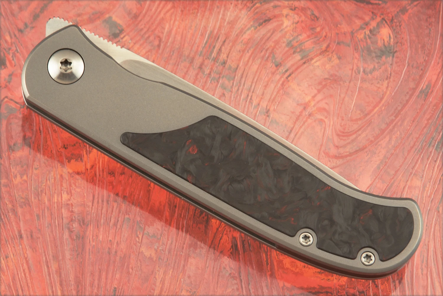 Atlas SFL Framelock Front Flipper With Red Dark Matter FatCarbon Inlay - Elmax - LEFT HANDED 2 Atlas SFL Framelock Front Flipper With Red Dark Matter FatCarbon Inlay - Elmax - LEFT HANDED - Image 2