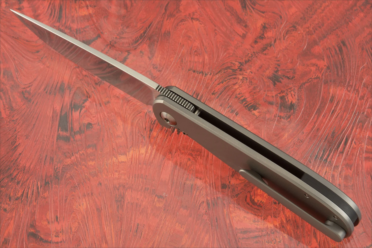 Atlas SFL Framelock Front Flipper With Red Dark Matter FatCarbon Inlay - Elmax - LEFT HANDED 3 Atlas SFL Framelock Front Flipper With Red Dark Matter FatCarbon Inlay - Elmax - LEFT HANDED - Image 3