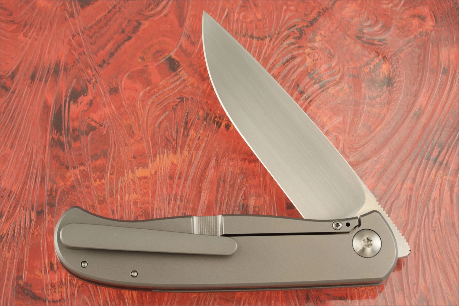 Atlas SFL Framelock Front Flipper With Red Dark Matter FatCarbon Inlay - Elmax - LEFT HANDED 4 Atlas SFL Framelock Front Flipper With Red Dark Matter FatCarbon Inlay - Elmax - LEFT HANDED - Image 4