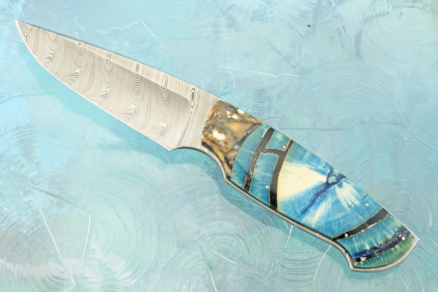 Damascus Swedish Hunter With Mammoth Ivory 2 Damascus Swedish Hunter With Mammoth Ivory - Image 2