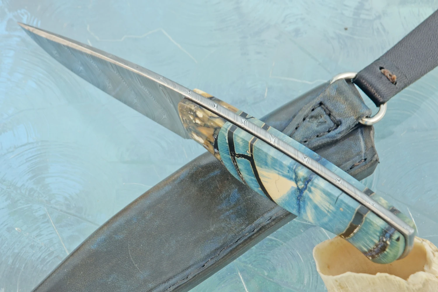 Damascus Swedish Hunter With Mammoth Ivory 5 Damascus Swedish Hunter With Mammoth Ivory - Image 5