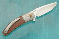 TF-6 Flipper With Micarta And Damasteel (Ceramic IKBS) - RWL-34 -Optimal Knives Store 108548 5 x