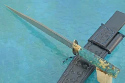 Damascus Bowie With Maple Burl(Best Nove Fighting Knife, Durban Easter Knife Show) -Optimal Knives Store 108550 5 x