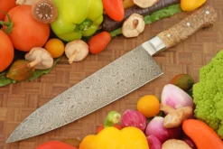 Mosaic Damascus Chef's Knife (9 In.) With Black Ash Burl