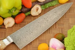 Mosaic Damascus Chef's Knife (9 In.) With Black Ash Burl -Optimal Knives Store 108566 6 x