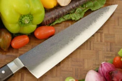 Tsuchime San Mai Chef's Knife (8-1/2 In.) With Wrought Iron And African Blackwood -Optimal Knives Store 108568 6 x