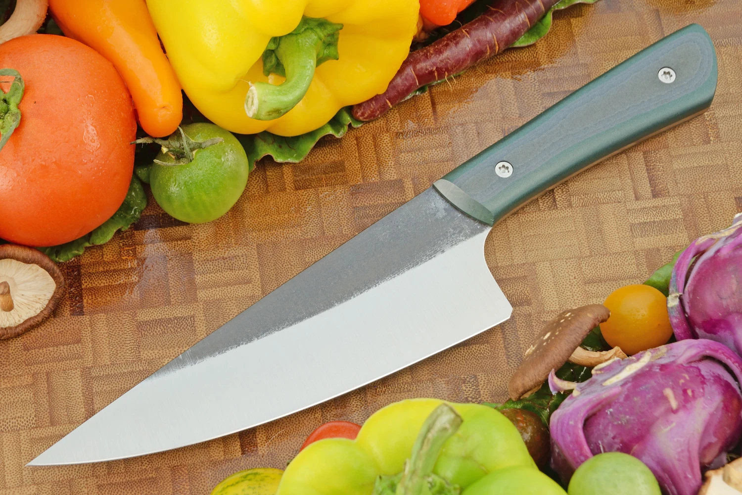 Chef's Knife With Vintage Emerald Micarta (6-1/2 In) 5 Chef's Knife With Vintage Emerald Micarta (6-1/2 In) - Image 5