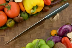 Chef's Knife With Vintage Emerald Micarta (7-3/4 In) 7 Chef's Knife With Vintage Emerald Micarta (7-3/4 In) -Optimal Knives Store 108582 3 x