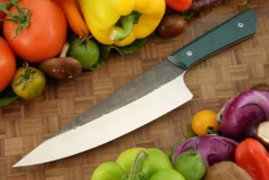 Chef's Knife With Vintage Emerald Micarta (7-3/4 In) 9 Chef's Knife With Vintage Emerald Micarta (7-3/4 In) -Optimal Knives Store 108582 5 x