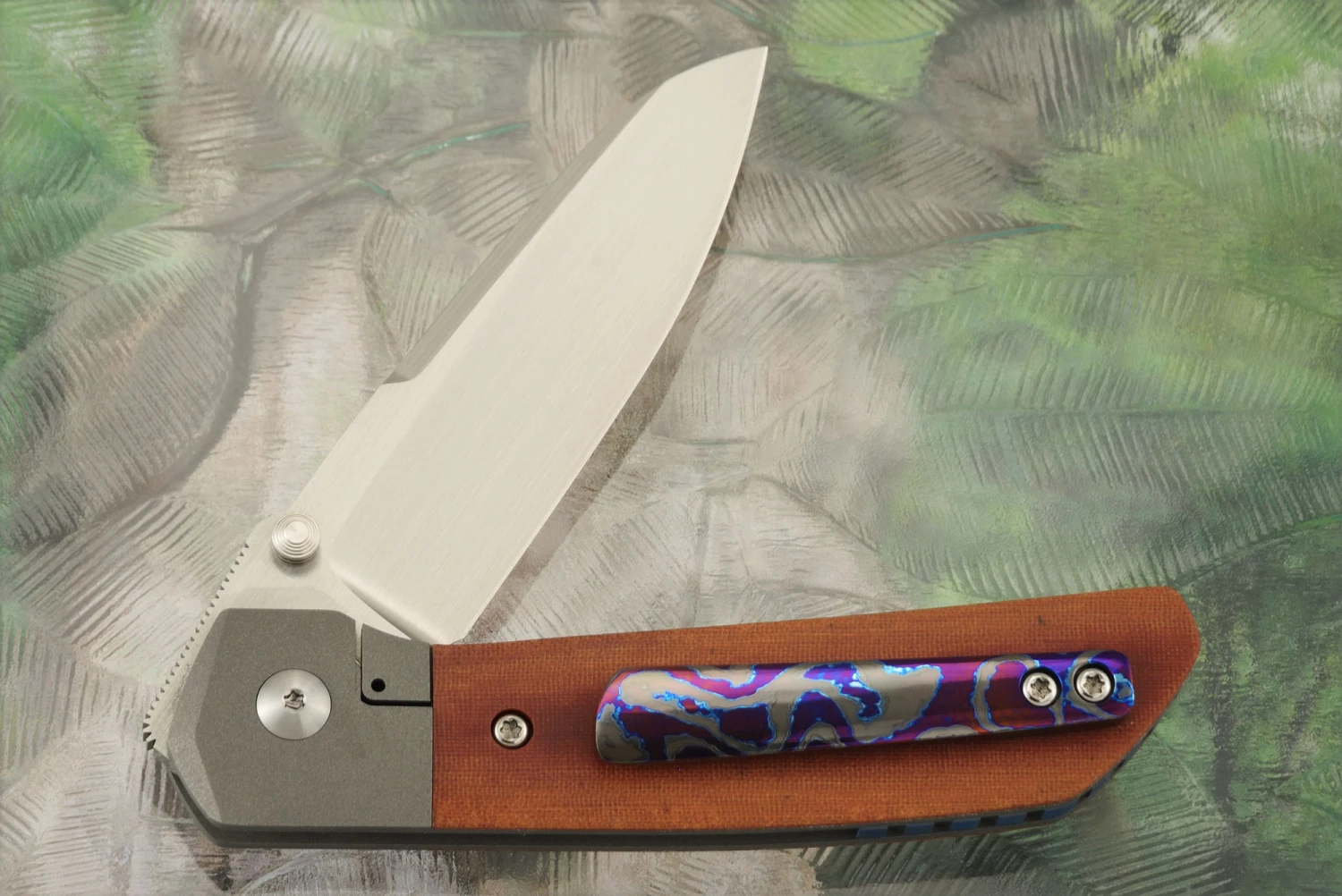 Mula Bolsterlock Front Flipper With Natural Micarta - CPM-154 4 Mula Bolsterlock Front Flipper With Natural Micarta - CPM-154 - Image 4