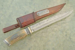 Multi-bar Damascus Swedish Bowie With Mammoth Ivory