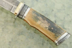 Multi-bar Damascus Swedish Bowie With Mammoth Ivory -Optimal Knives Store 108624 6 x