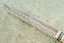 Multi-bar Damascus Swedish Bowie With Mammoth Ivory -Optimal Knives Store 108624 7 x