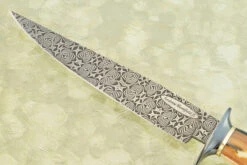 Mosaic Damascus Camp Knife With Walrus Ivory 10 Mosaic Damascus Camp Knife With Walrus Ivory -Optimal Knives Store 108635 3 x