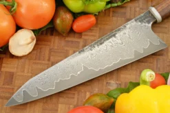 Damascus San Mai Chef's Knife - Kiritsuke Gyuto - With Ringed Gidgee (8-3/4 In.) -Optimal Knives Store 108638 6 x