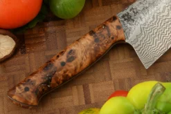 Damascus Chef's Knife With Poplar Burl (7-1/4 In.) -Optimal Knives Store 108640 3 x