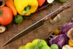 Damascus Chef's Knife With Poplar Burl (7-1/4 In.) -Optimal Knives Store 108640 4 x