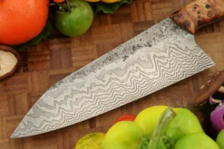 Damascus Chef's Knife With Poplar Burl (7-1/4 In.) -Optimal Knives Store 108640 5 x