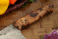 Damascus Chef's Knife With Poplar Burl (7-1/4 In.) -Optimal Knives Store 108640 6 x