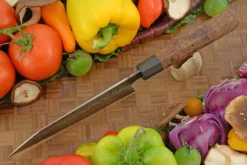 Damascus Chef's Knife - Bunka (7 In.) With Elm Burl And Bog Oak -Optimal Knives Store 108641 4 x