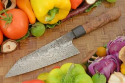 Damascus Chef's Knife - Bunka (7 In.) With Elm Burl And Bog Oak -Optimal Knives Store 108641 7 x