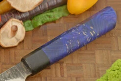 San Mai Chef's Knife - Gyuto - With Blue Maple Burl And Bog Oak (8-1/2 In.) -Optimal Knives Store 108643 3 x