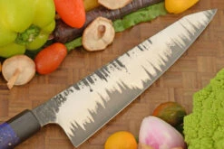 San Mai Chef's Knife - Gyuto - With Blue Maple Burl And Bog Oak (8-1/2 In.) -Optimal Knives Store 108643 6 x