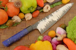 San Mai Chef's Knife - Gyuto - With Blue Maple Burl And Bog Oak (8-1/2 In.) -Optimal Knives Store 108643 7 x