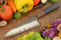 San Mai Gyuto (7 In.) With Bog Oak And Black Ash Burl -Optimal Knives Store 108647 7 x