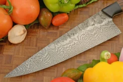 Damascus Chef's Knife With Chestnut And G-10 (9 In.) -Optimal Knives Store 108648 6 x
