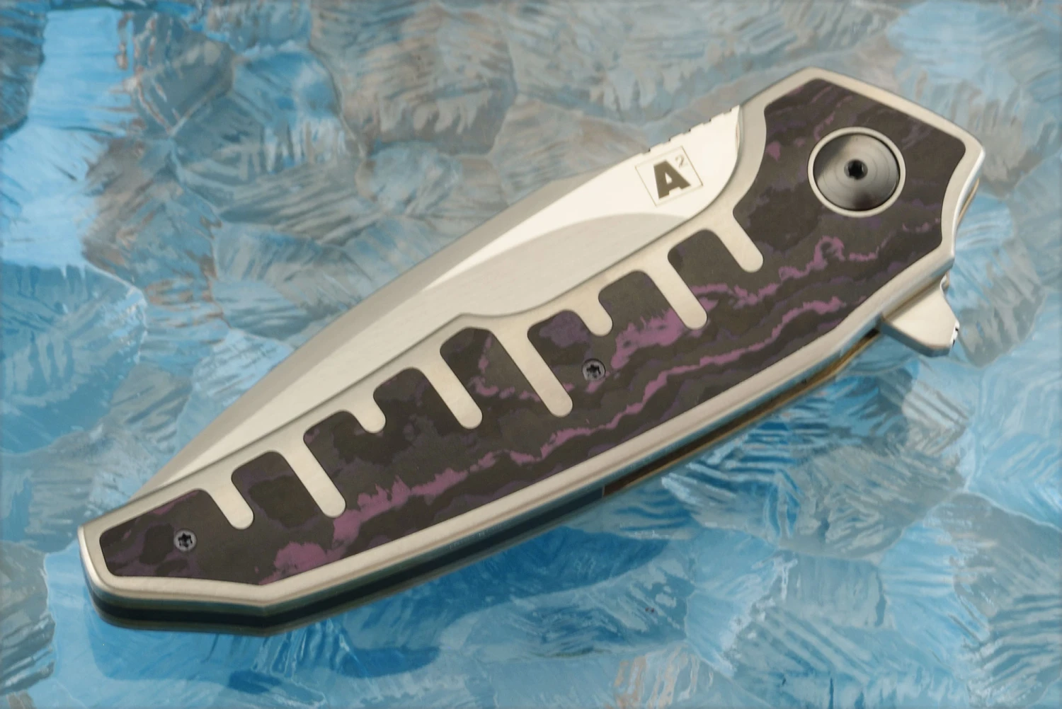 A6 Skyline Middi Framelock Interframe Flipper With Titanium And Purple Haze FatCarbon (Ceramic IKBS) - M390 2 A6 Skyline Middi Framelock Interframe Flipper With Titanium And Purple Haze FatCarbon (Ceramic IKBS) - M390 - Image 2