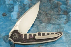 A6 Skyline Middi Framelock Interframe Flipper With Titanium And Purple Haze FatCarbon (Ceramic IKBS) - M390 8 A6 Skyline Middi Framelock Interframe Flipper With Titanium And Purple Haze FatCarbon (Ceramic IKBS) - M390 -Optimal Knives Store 108653 4 x