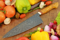 Explosion Damascus Chef's Knife (8-1/2 In.) With Amboyna Burl