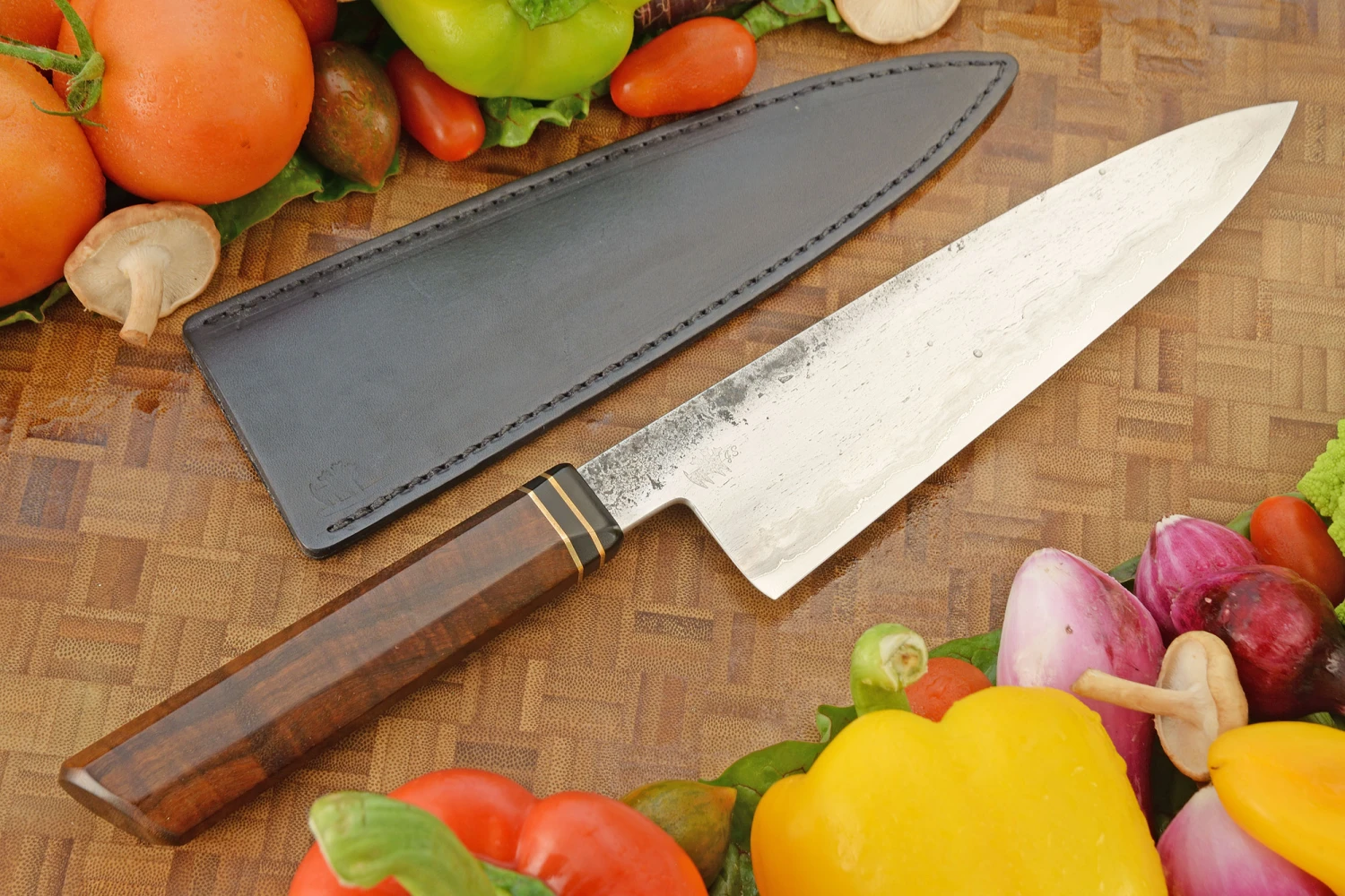 San Mai Chef's Knife (8 In.) With Ringed Gidgee 1 San Mai Chef's Knife (8 In.) With Ringed Gidgee