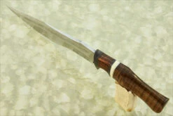 Leon Damascus Sub-Hilt Fighter With Tiger Maple, Walrus Ivory, And Titanium 10 Leon Damascus Sub-Hilt Fighter With Tiger Maple, Walrus Ivory, And Titanium -Optimal Knives Store 108742 4 x