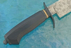 Mosaic Damascus Bowie With African Blackwood (Lisch/Yelle Collaboration) -Optimal Knives Store 108748 5 x