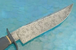 Mosaic Damascus Bowie With African Blackwood (Lisch/Yelle Collaboration) -Optimal Knives Store 108748 6 x