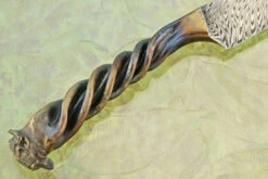 Damascus Blacksmith Knife With Carved Buffalo Head -Optimal Knives Store 108749 5 x