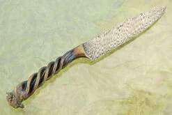 Damascus Blacksmith Knife With Carved Buffalo Head -Optimal Knives Store 108749 7 x