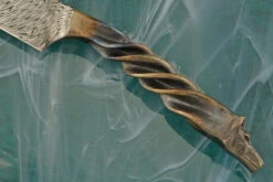 Damascus Blacksmith Knife With Carved Wolf Head -Optimal Knives Store 108751 3 x