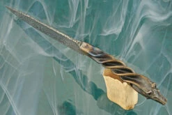 Damascus Blacksmith Knife With Carved Wolf Head -Optimal Knives Store 108751 4 x